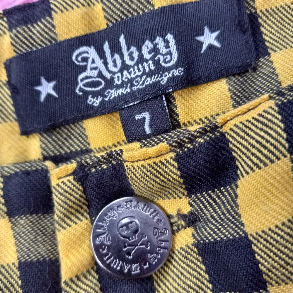 Clueless vibe Y2k Abbey Dawn by Avril Lavigne yellow & black plaid mini skirt! - Picture 4 of 6